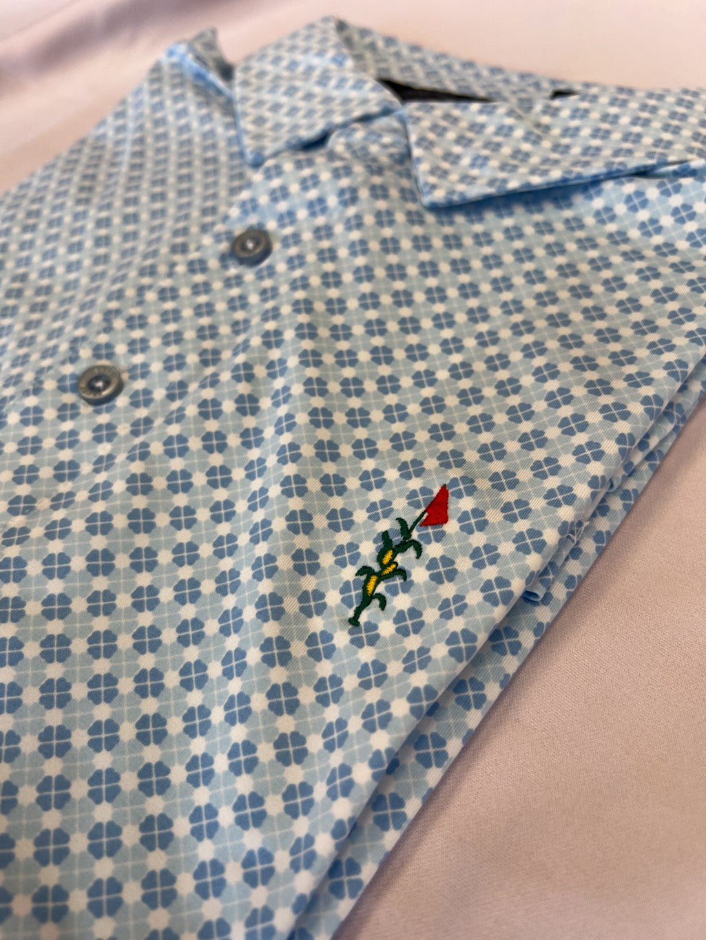 Men's Performance Clover Gingham Print Polo